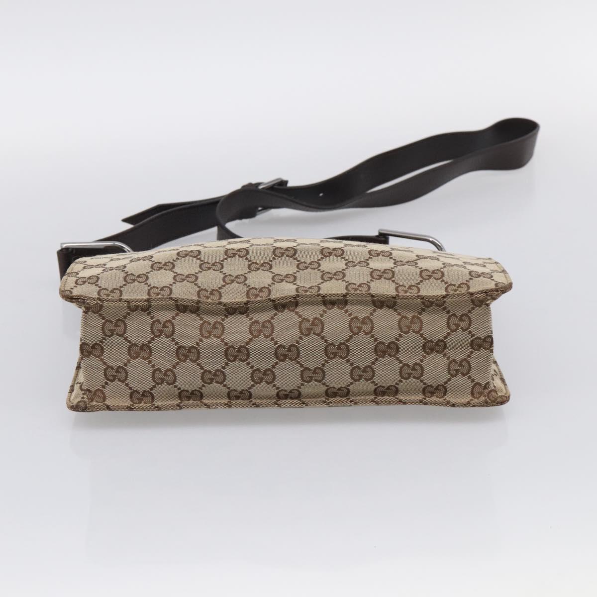 GUCCI GG Canvas Shoulder Bag Beige Silver 120841 Auth 213466