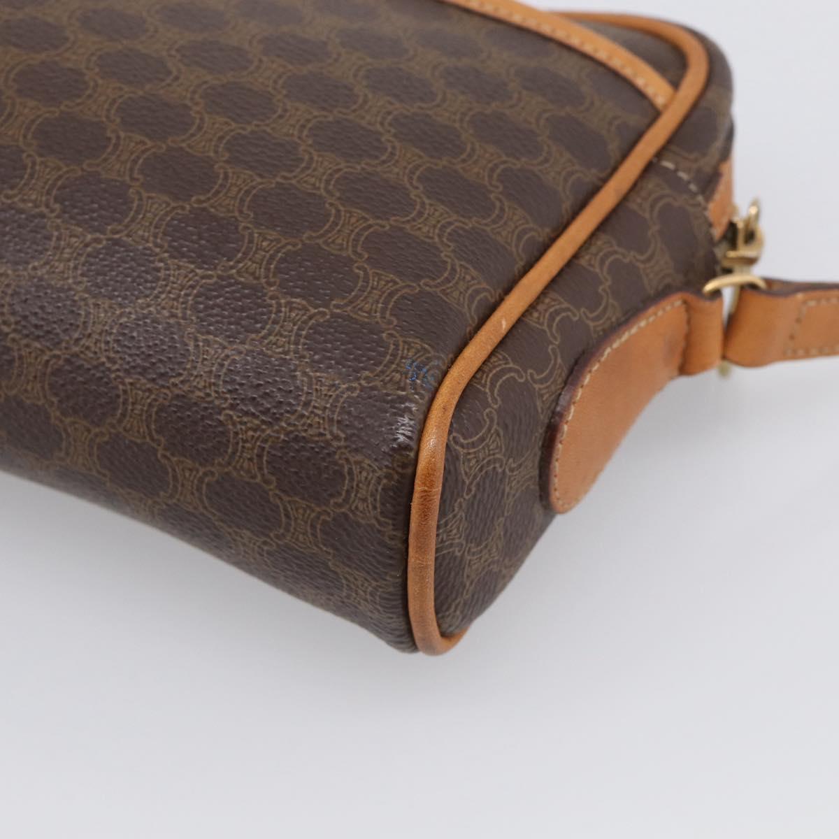 CELINE Macadam Canvas Shoulder Bag PVC Leather Brown Gold Auth 213471