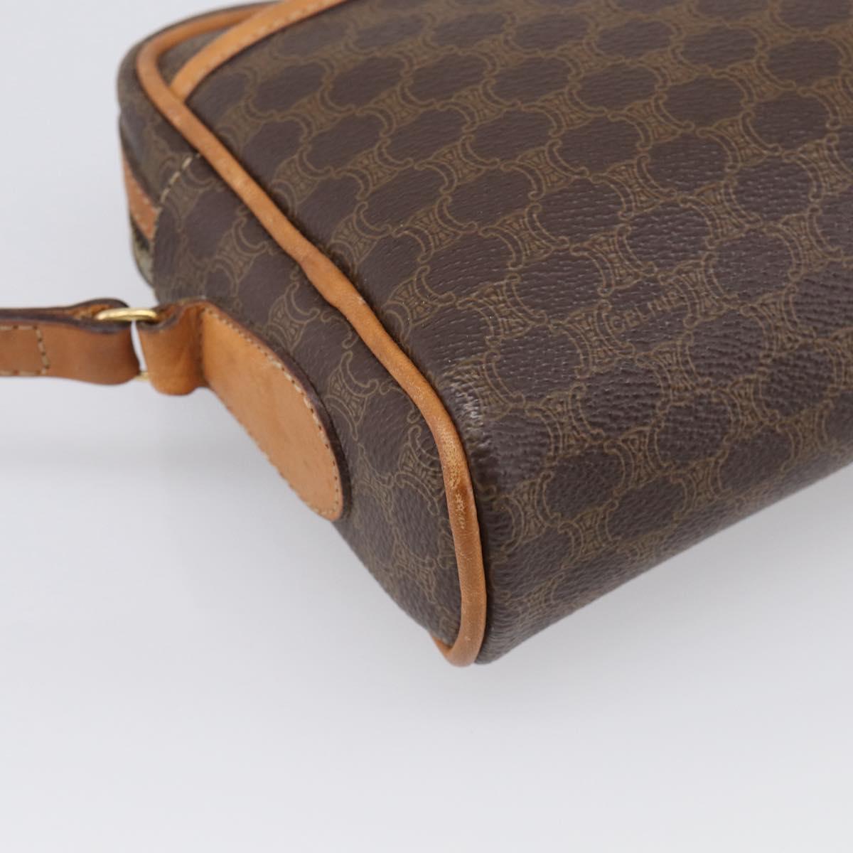 CELINE Macadam Canvas Shoulder Bag PVC Leather Brown Gold Auth 213471