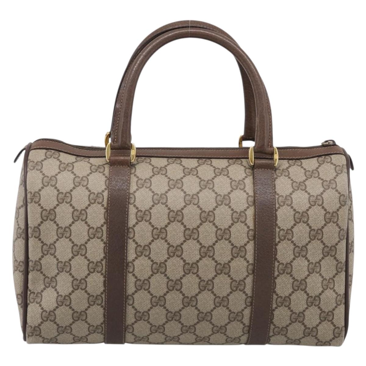 GUCCI GG Supreme Web Sherry Line Boston Bag PVC Beige Gold 39 02 007 Auth 213472