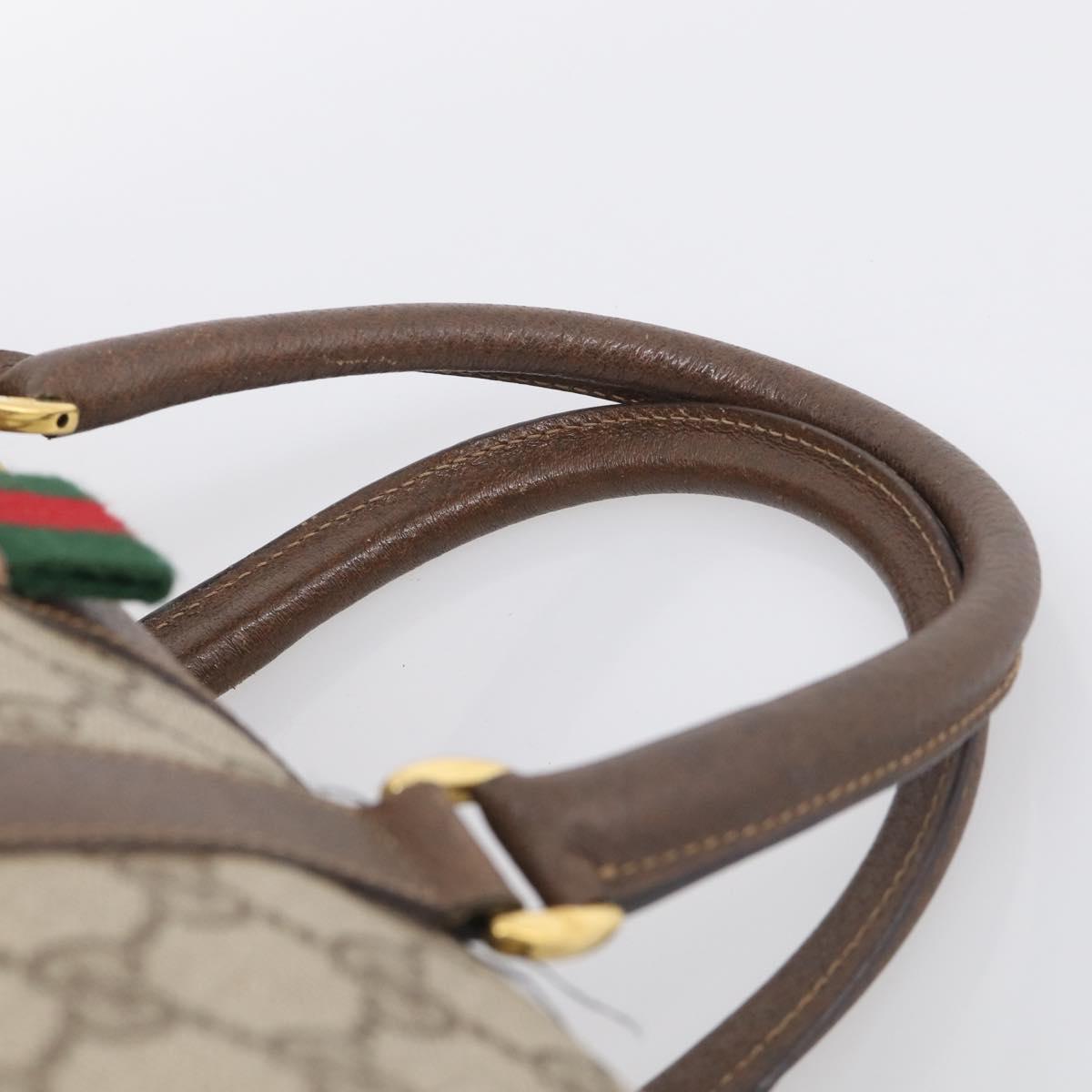 GUCCI GG Supreme Web Sherry Line Boston Bag PVC Beige Gold 39 02 007 Auth 213472