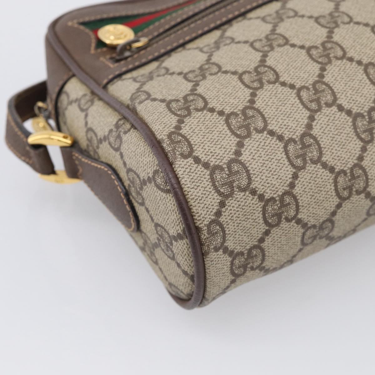 GUCCI GG Supreme Web Sherry Line Bag PVC Beige Gold 001 44 6655 Auth 213473