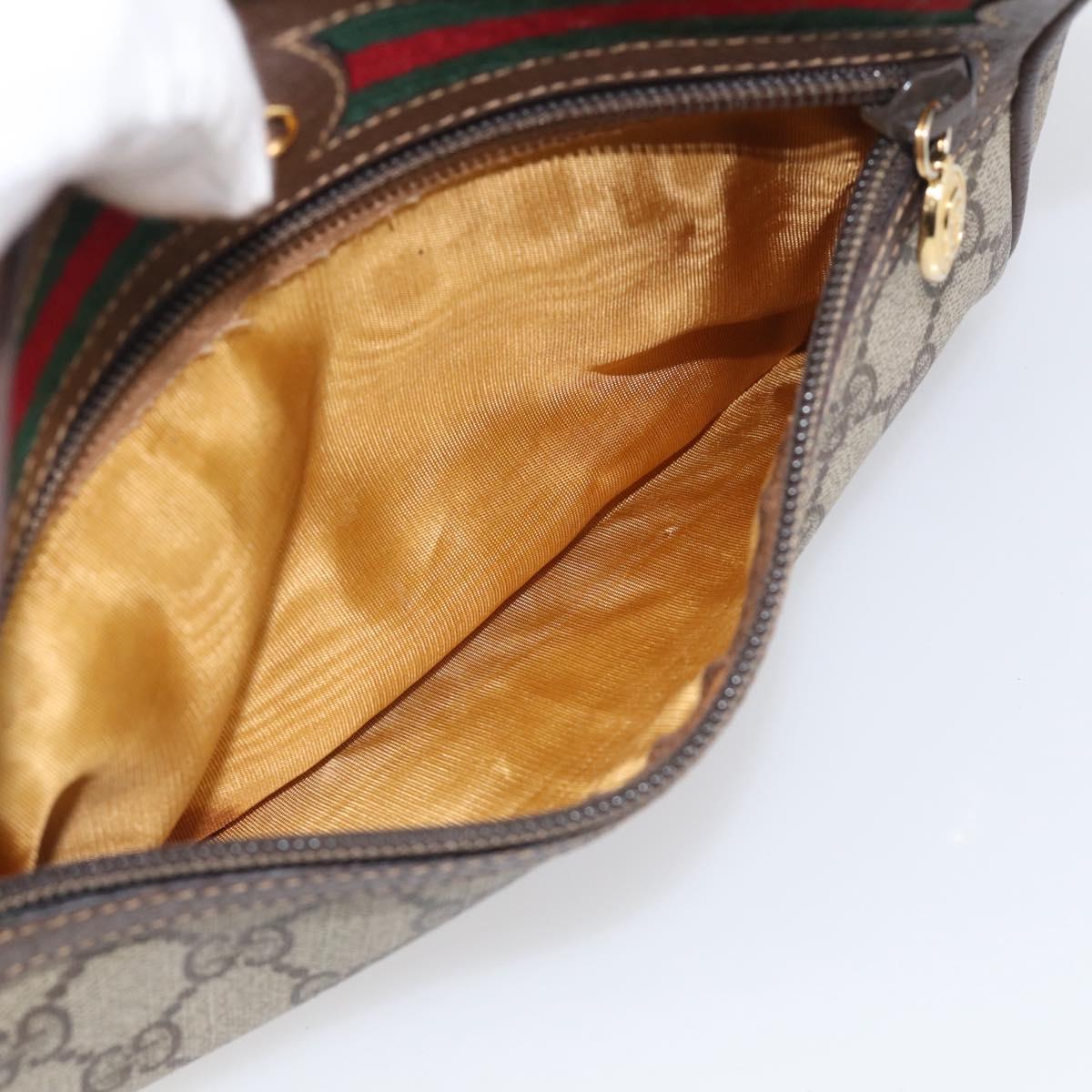 GUCCI GG Supreme Web Sherry Line Bag PVC Beige Gold 001 44 6655 Auth 213473