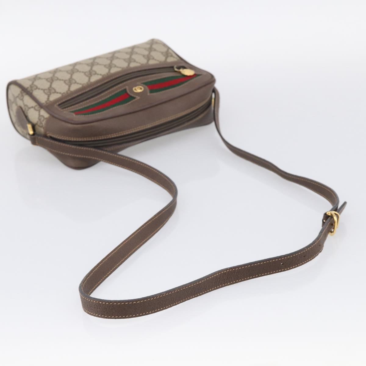 GUCCI GG Supreme Web Sherry Line Bag PVC Beige Gold 001 44 6655 Auth 213473