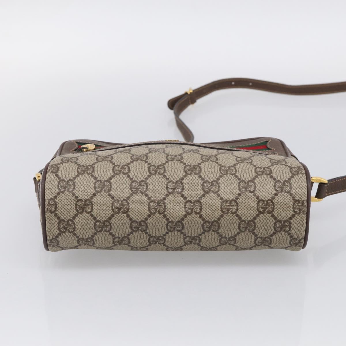 GUCCI GG Supreme Web Sherry Line Bag PVC Beige Gold 001 44 6655 Auth 213473