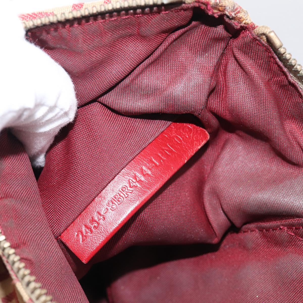 FENDI Zucchino Canvas Shoulder Bag Red Gold 8BR444 Auth 213481