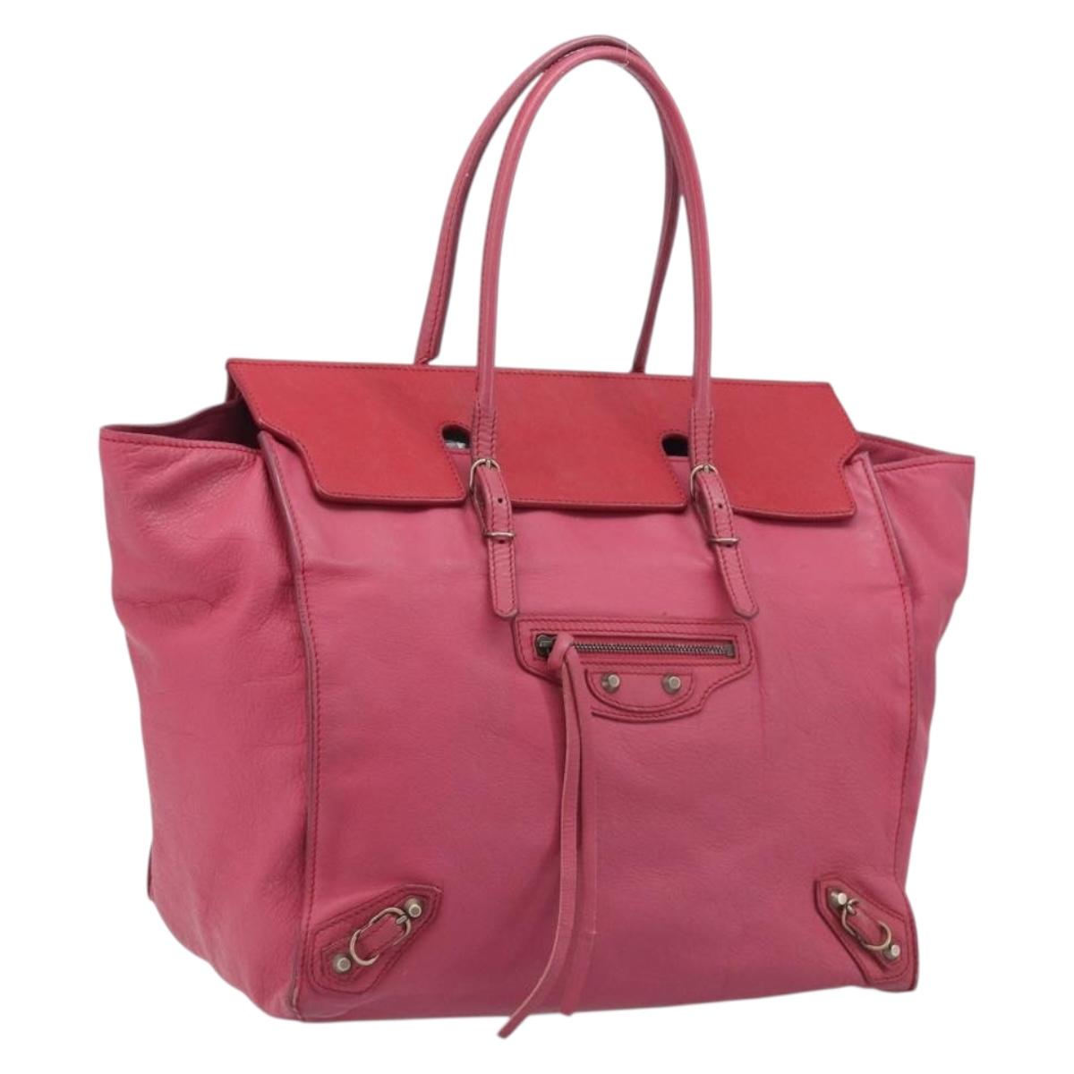 Balenciaga Paper Flap A5 Hand Bag Leather Pink 266396 Auth 213483
