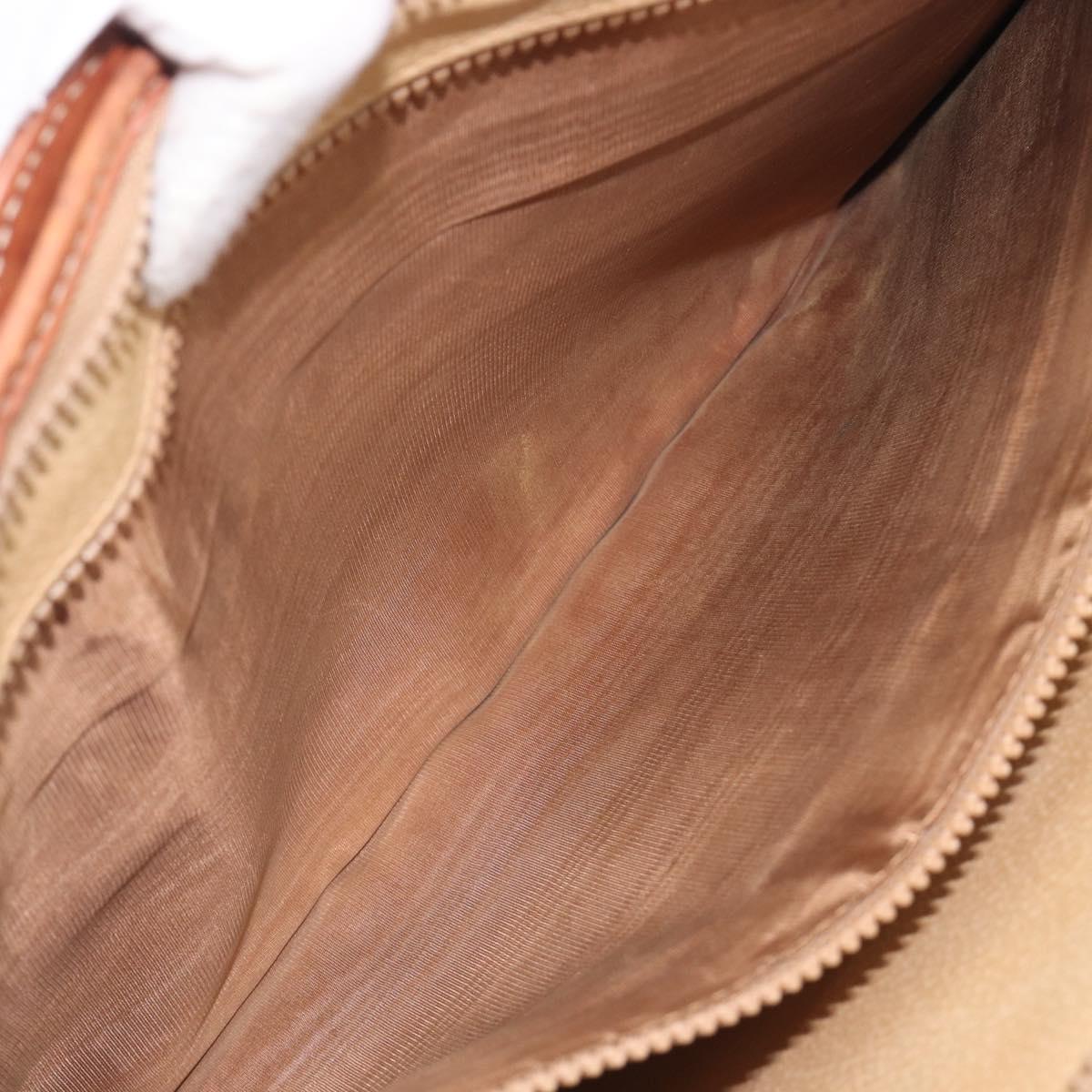 CELINE Macadam Canvas Hand Bag PVC Leather Brown Gold Auth 213534