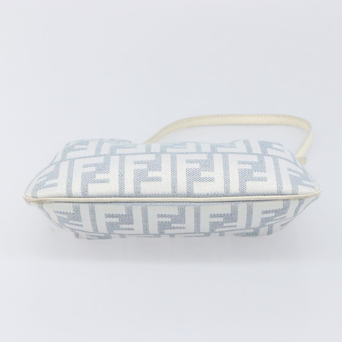 FENDI Zucca Canvas Accessory Pouch Light Blue Gold Auth 213553V