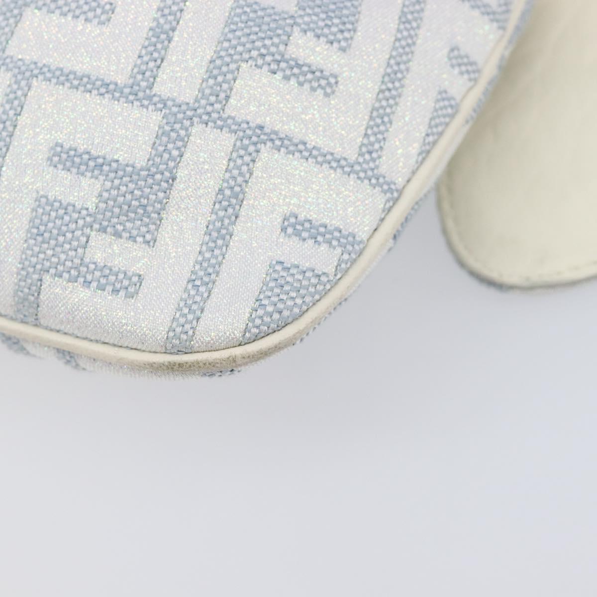 FENDI Zucca Canvas Accessory Pouch Light Blue Gold Auth 213553V