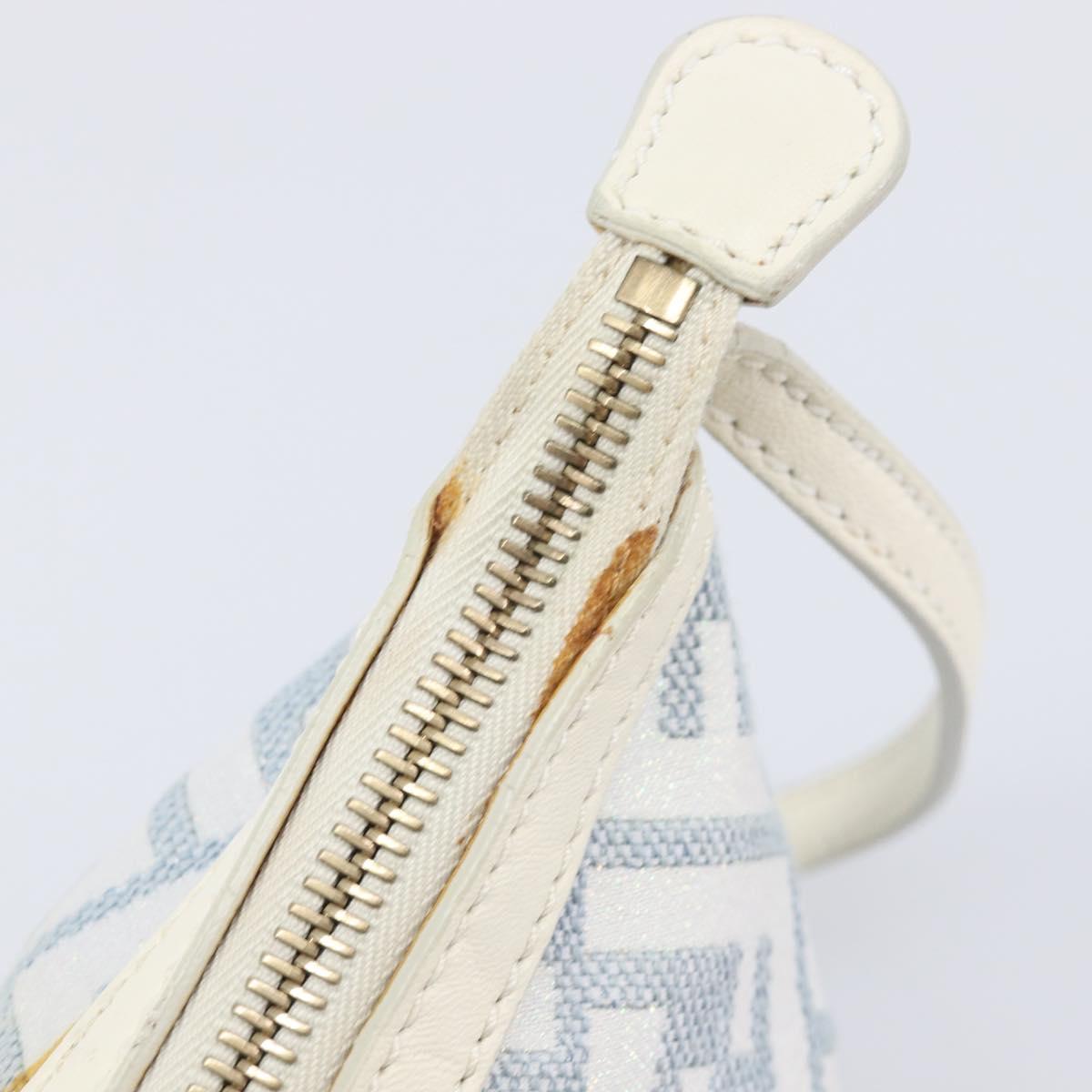 FENDI Zucca Canvas Accessory Pouch Light Blue Gold Auth 213553V
