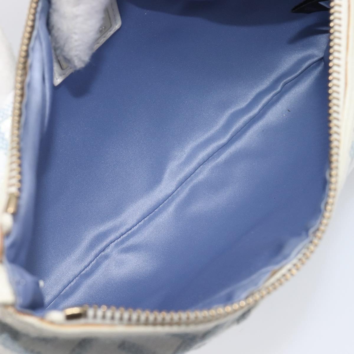 FENDI Zucca Canvas Accessory Pouch Light Blue Gold Auth 213553V