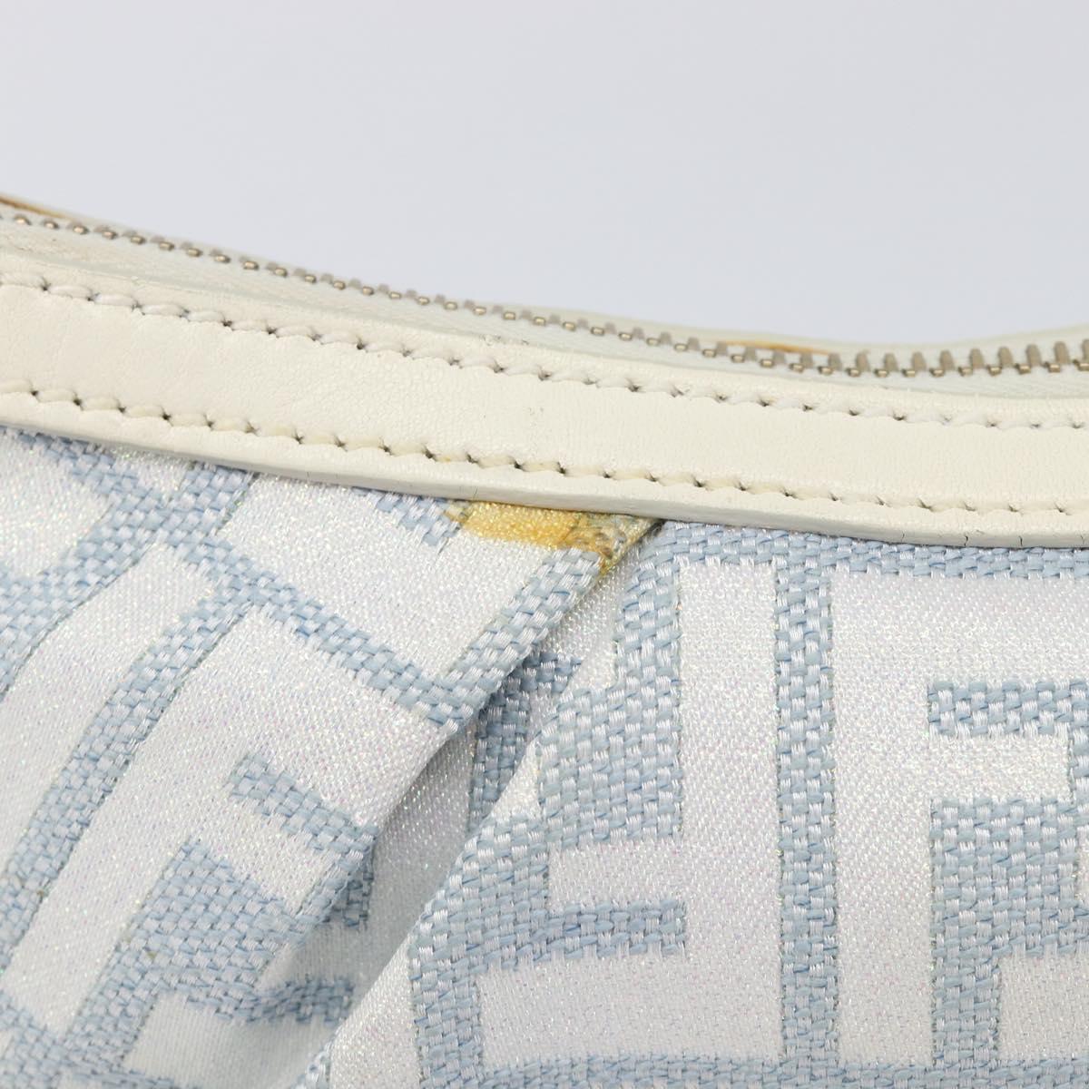 FENDI Zucca Canvas Accessory Pouch Light Blue Gold Auth 213553V