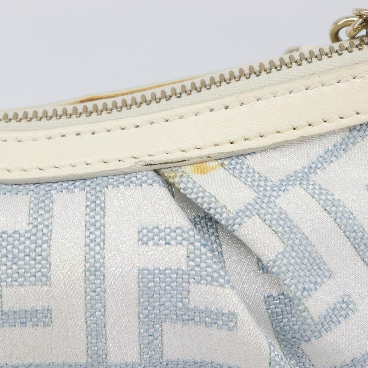 FENDI Zucca Canvas Accessory Pouch Light Blue Gold Auth 213553V