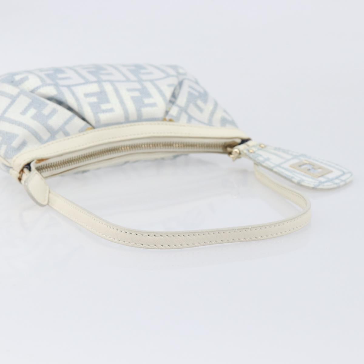 FENDI Zucca Canvas Accessory Pouch Light Blue Gold Auth 213553V