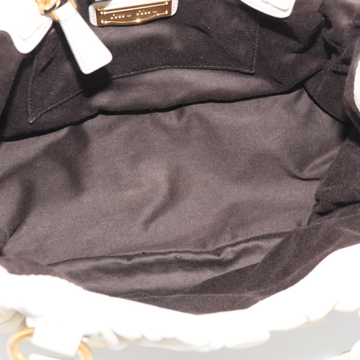 Miu Miu Matelasse Hand Bag Leather 2way White Gold Auth 213588V