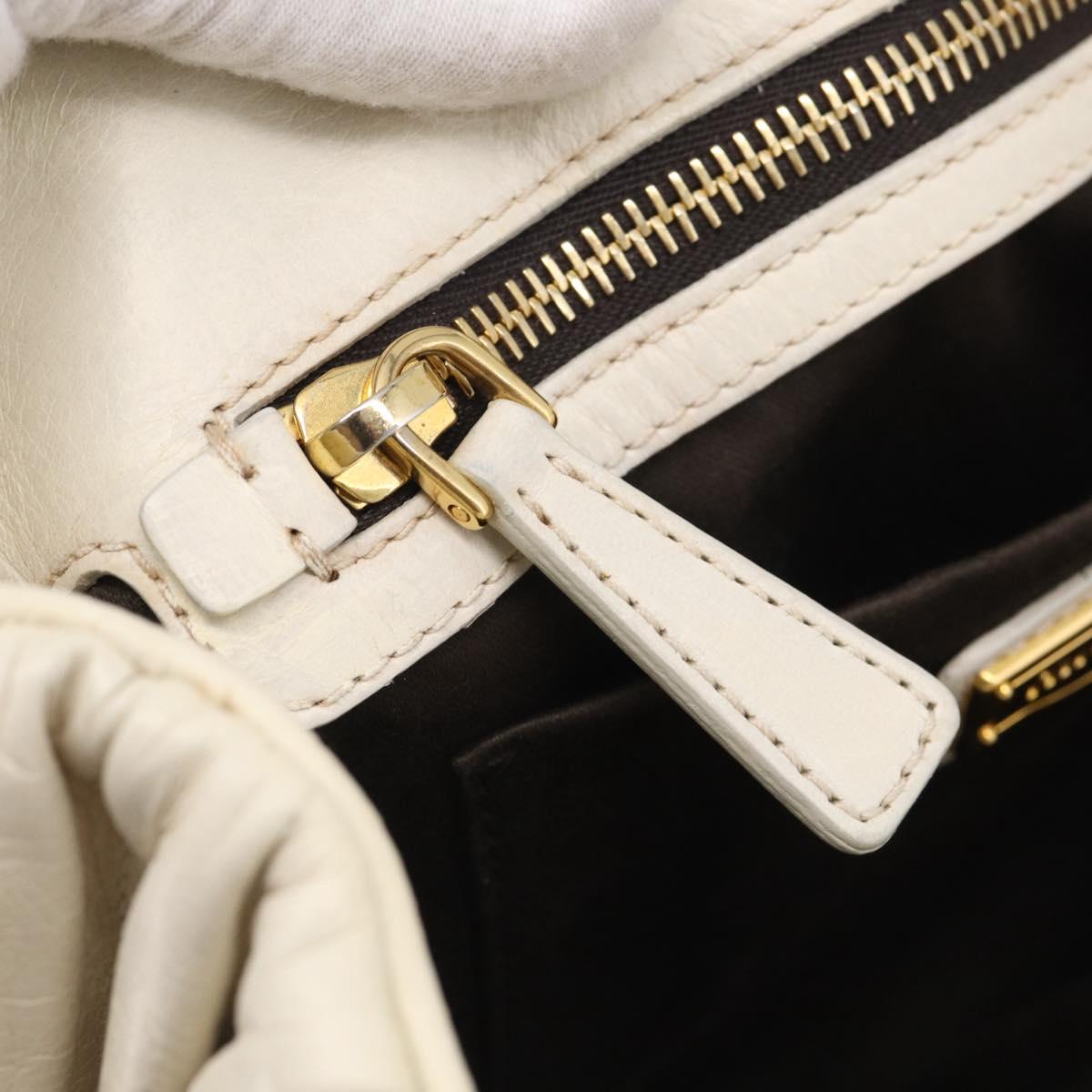 Miu Miu Matelasse Hand Bag Leather 2way White Gold Auth 213588V