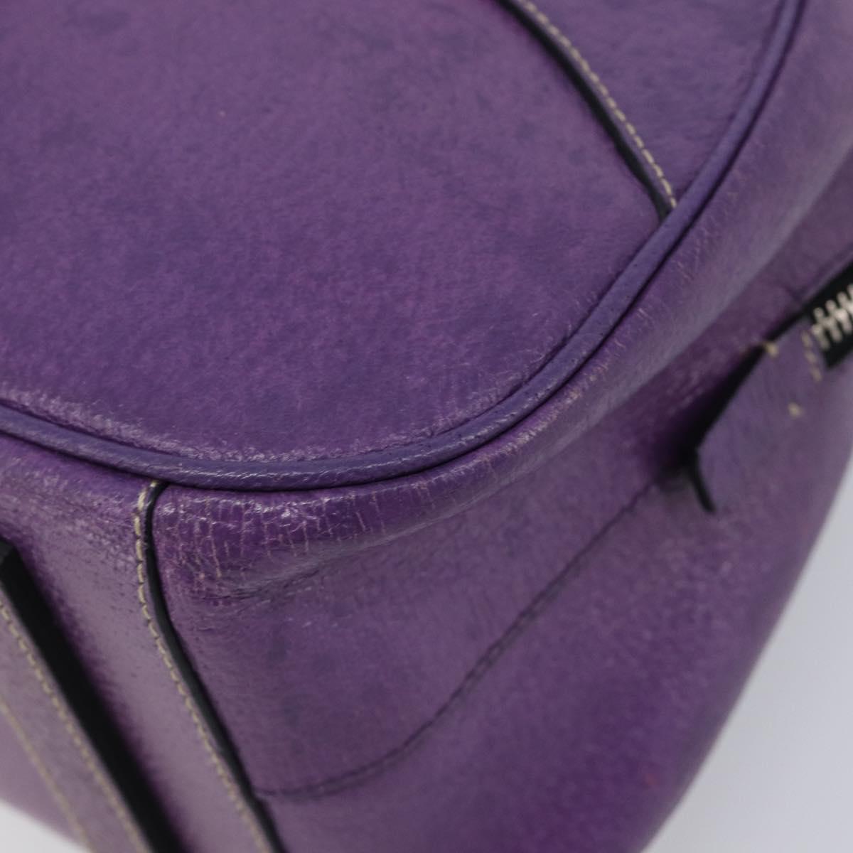 PRADA Tote Bag Leather Purple Silver Auth 213733