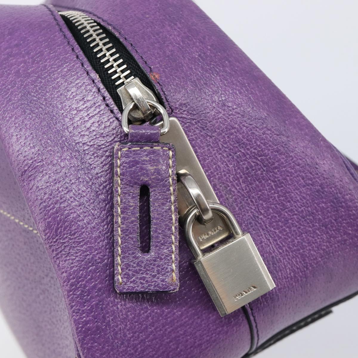 PRADA Tote Bag Leather Purple Silver Auth 213733