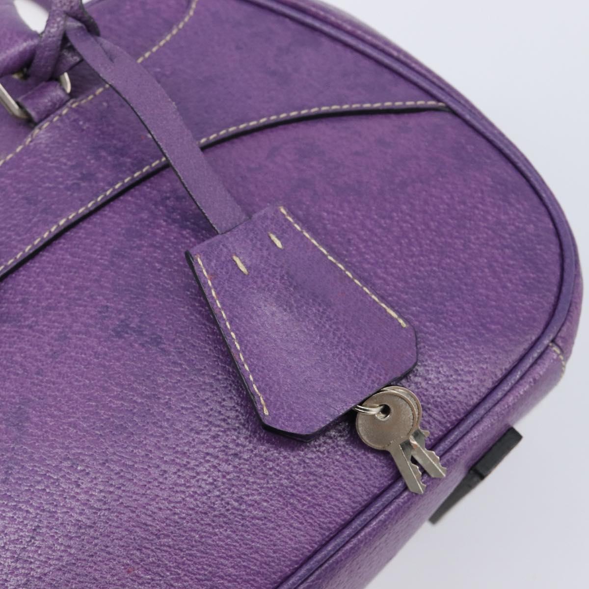 PRADA Tote Bag Leather Purple Silver Auth 213733