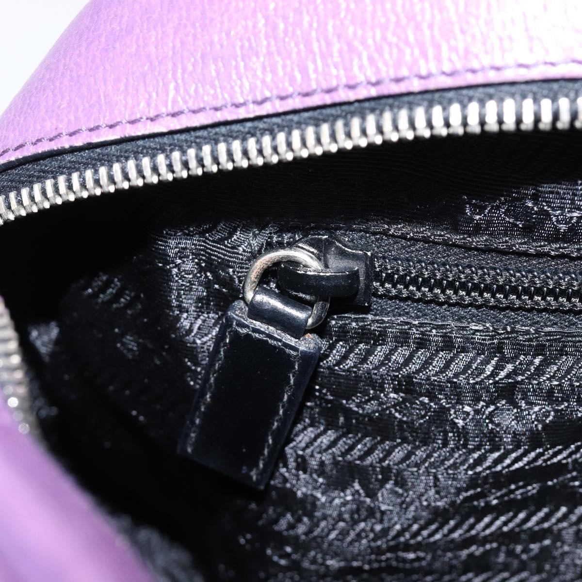 PRADA Tote Bag Leather Purple Silver Auth 213733