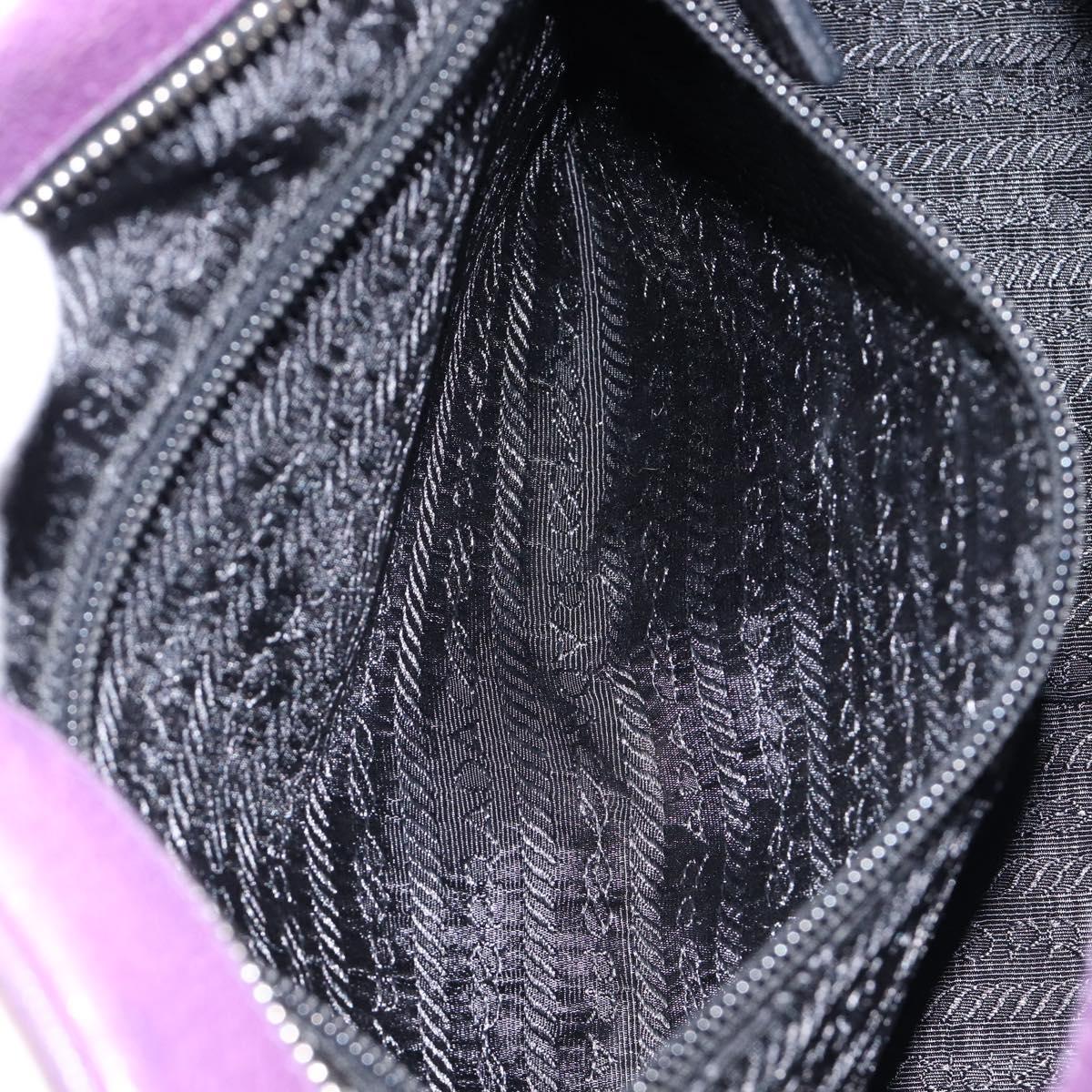 PRADA Tote Bag Leather Purple Silver Auth 213733