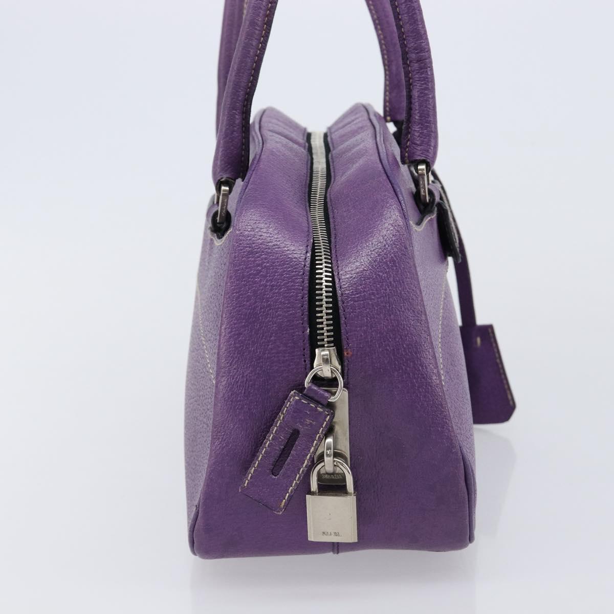 PRADA Tote Bag Leather Purple Silver Auth 213733
