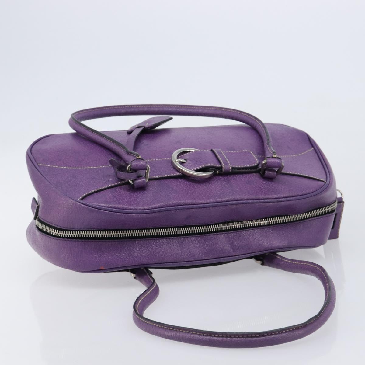 PRADA Tote Bag Leather Purple Silver Auth 213733
