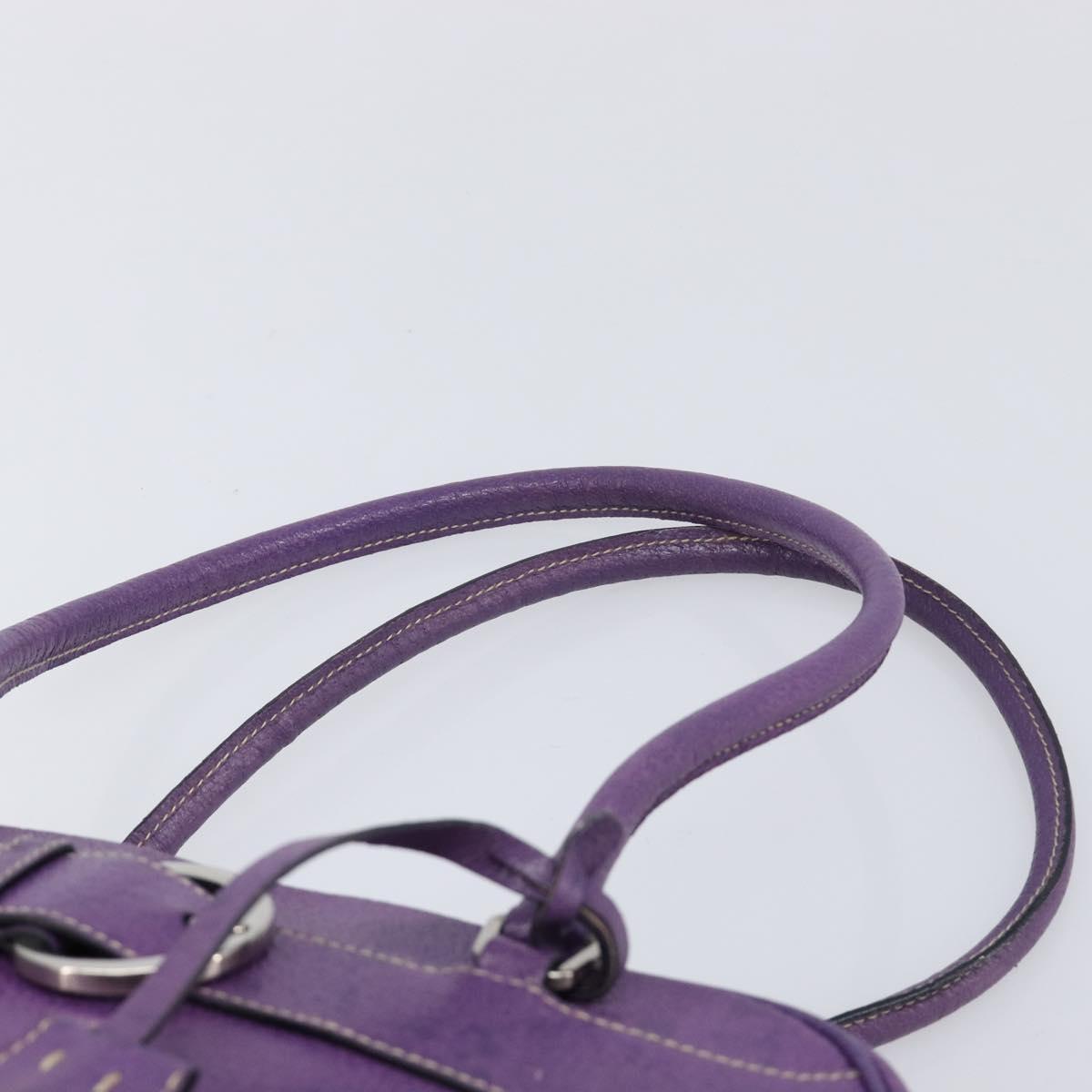 PRADA Tote Bag Leather Purple Silver Auth 213733