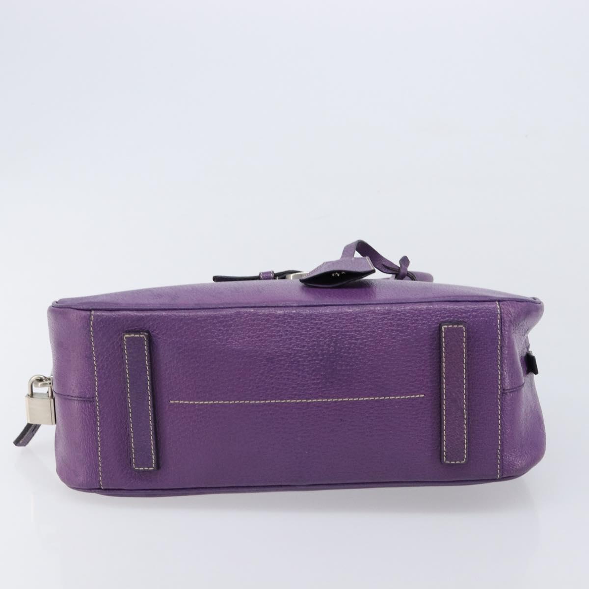 PRADA Tote Bag Leather Purple Silver Auth 213733