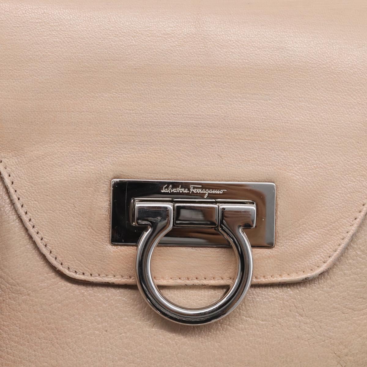 Salvatore Ferragamo Gancini Hand Bag Leather Pink Silver Auth 213844