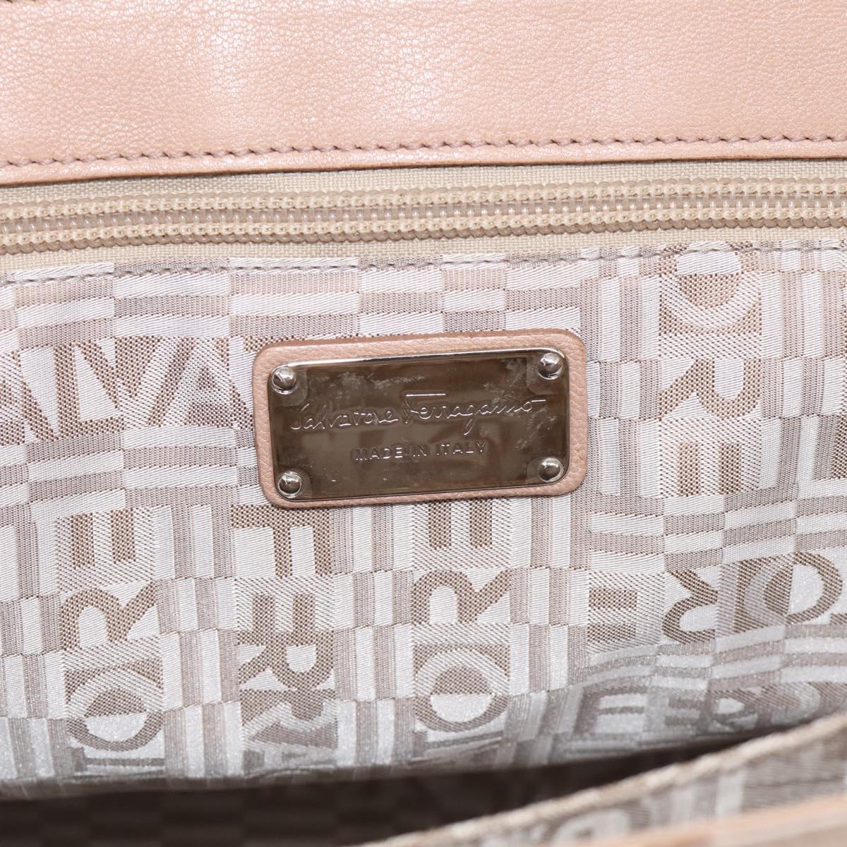 Salvatore Ferragamo Gancini Hand Bag Leather Pink Silver Auth 213844