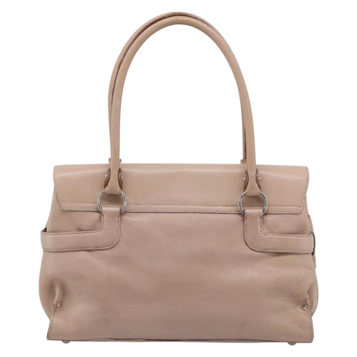 Salvatore Ferragamo Gancini Hand Bag Leather Pink Silver Auth 213844
