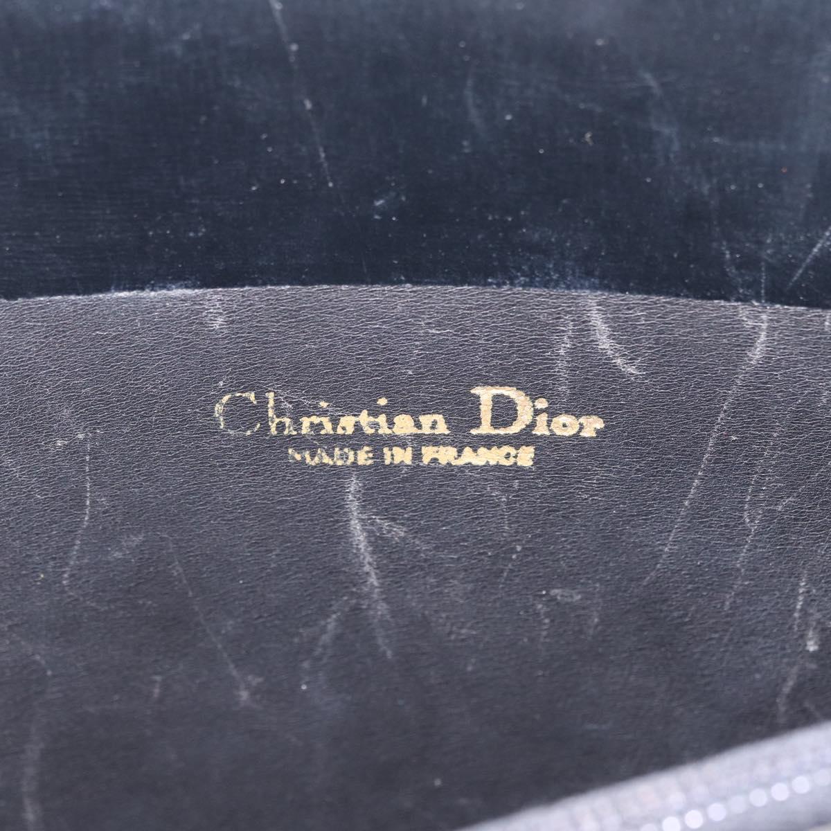 Christian Dior Hand Bag Leather Black Gold Auth 213852