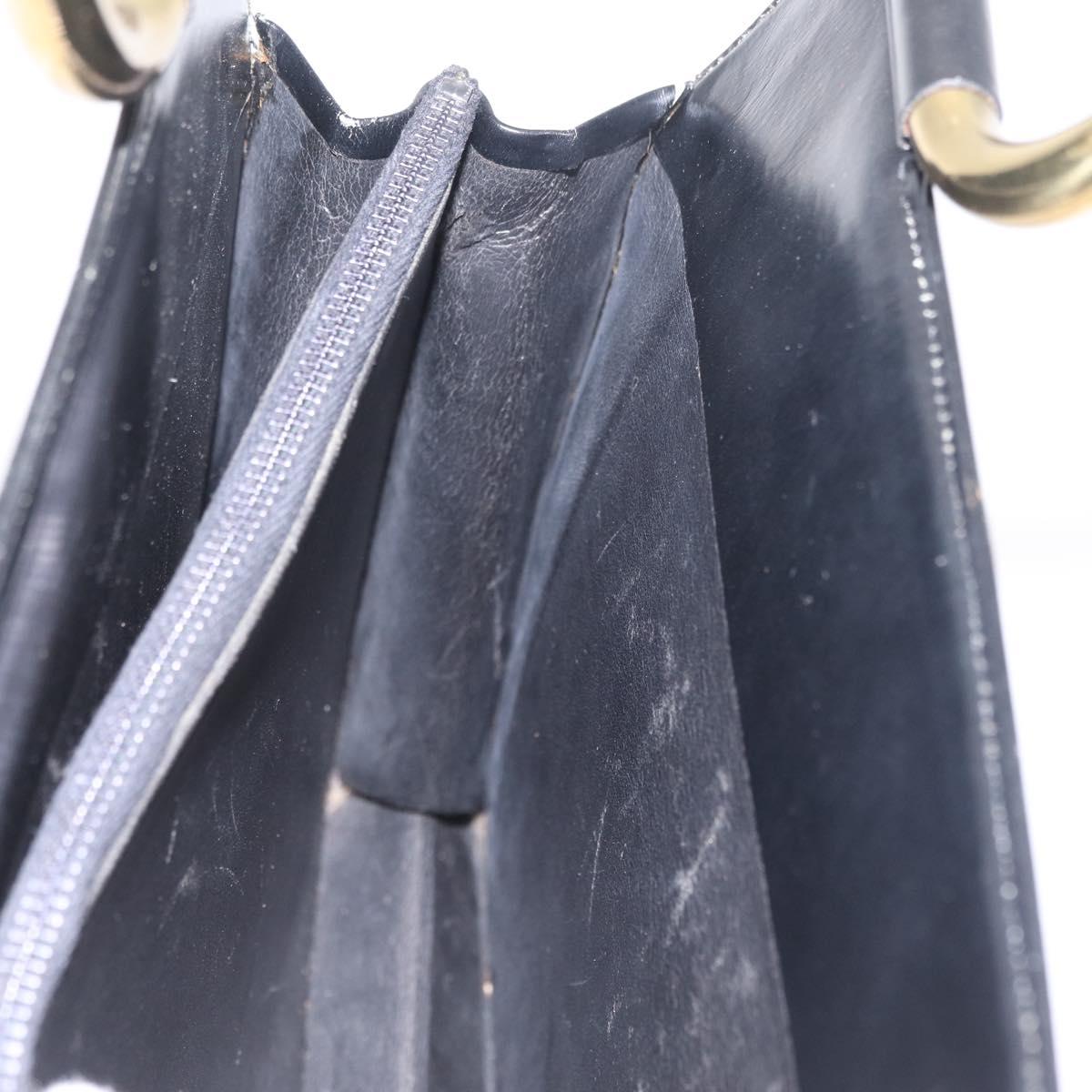 Christian Dior Hand Bag Leather Black Gold Auth 213852