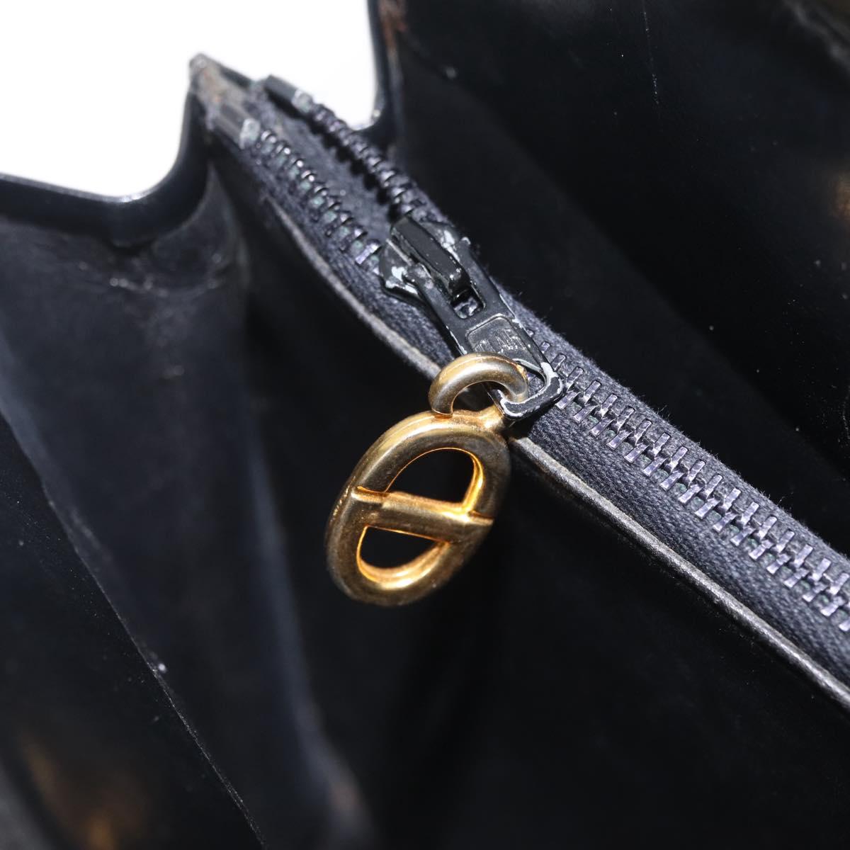 Christian Dior Hand Bag Leather Black Gold Auth 213852