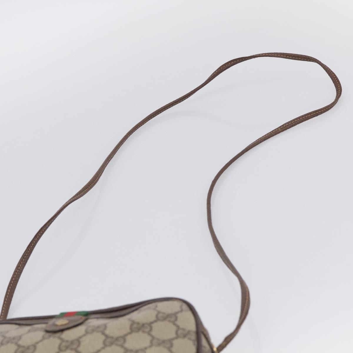 GUCCI GG Supreme Web Sherry Line Bag PVC Beige Gold 156 02 066 Auth 213854