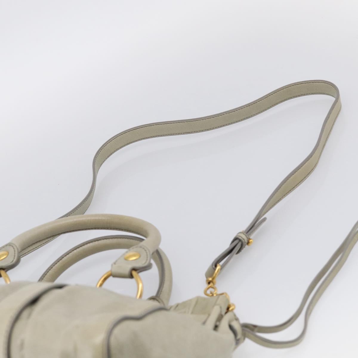 Miu Miu Hand Bag Vitellolux 2way Green Gold Auth 213883M