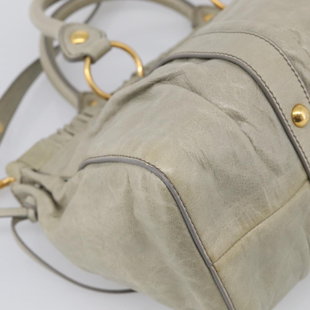 Miu Miu Hand Bag Vitellolux 2way Green Gold Auth 213883M