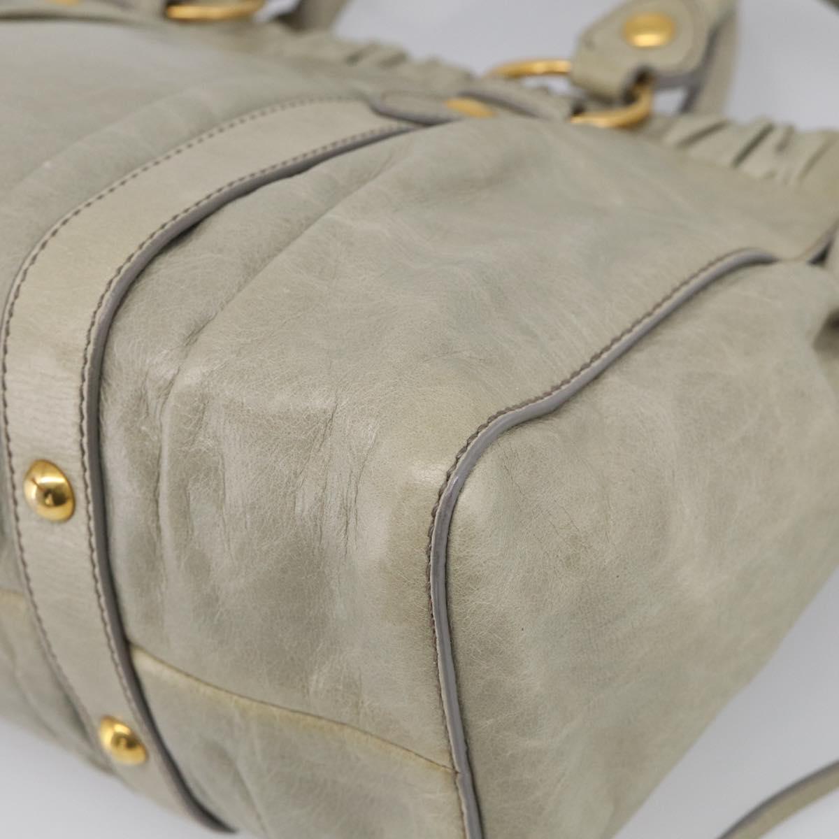 Miu Miu Hand Bag Vitellolux 2way Green Gold Auth 213883M
