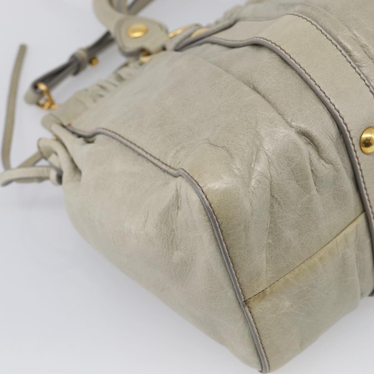 Miu Miu Hand Bag Vitellolux 2way Green Gold Auth 213883M