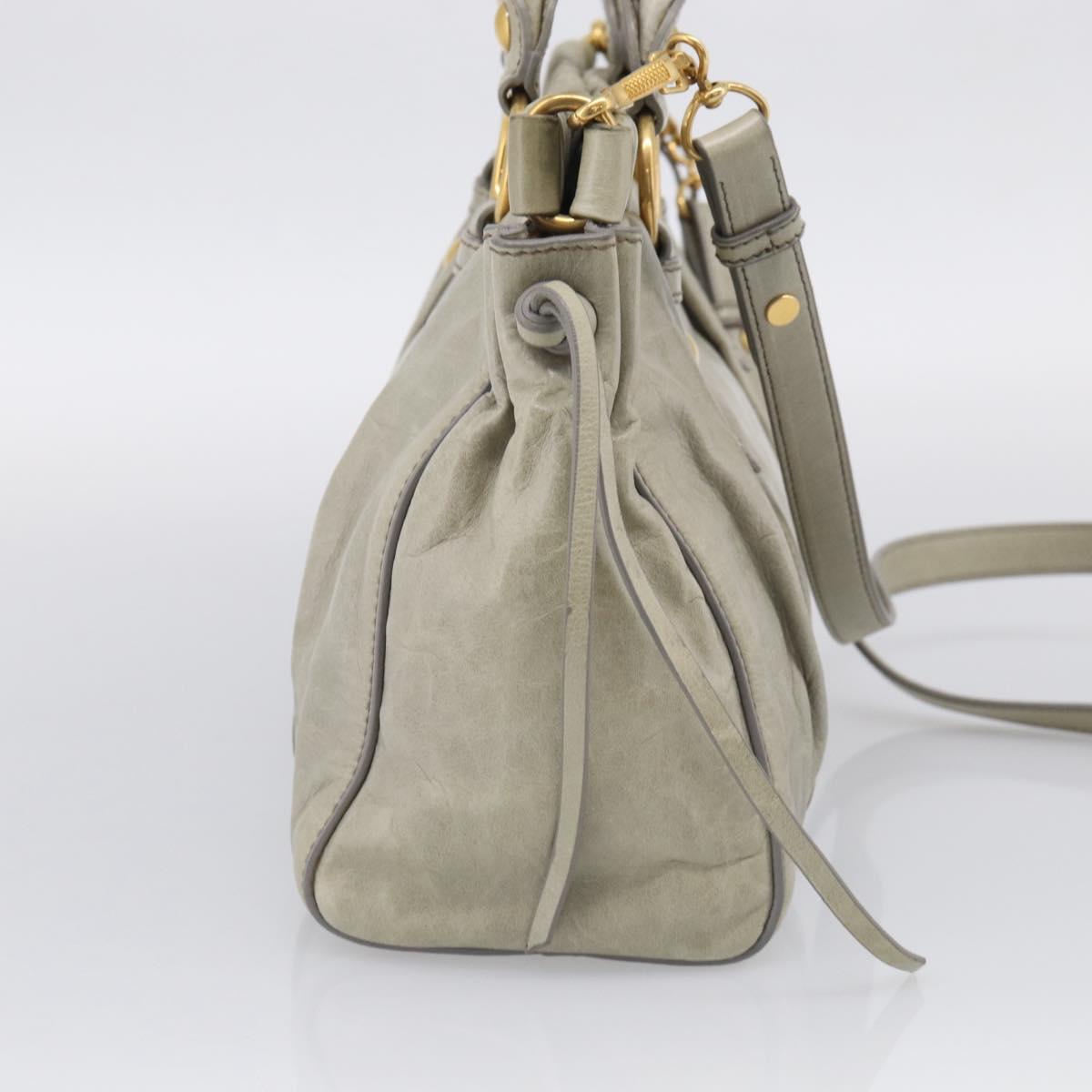 Miu Miu Hand Bag Vitellolux 2way Green Gold Auth 213883M