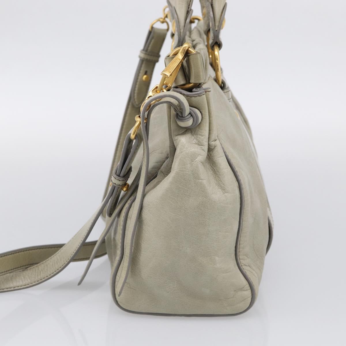 Miu Miu Hand Bag Vitellolux 2way Green Gold Auth 213883M
