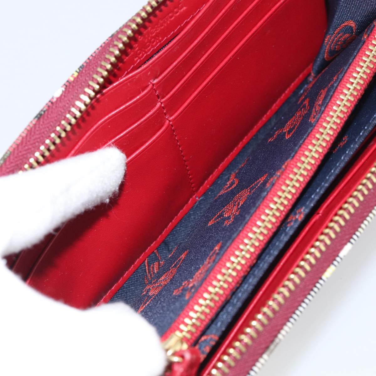 Vivienne Westwood Long Wallet PVC Canvas Red Gold Auth 213887A