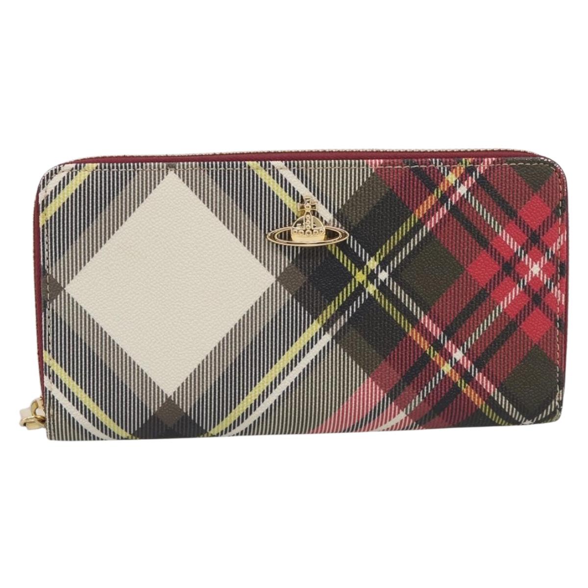 Vivienne Westwood Long Wallet PVC Canvas Red Gold Auth 213887A