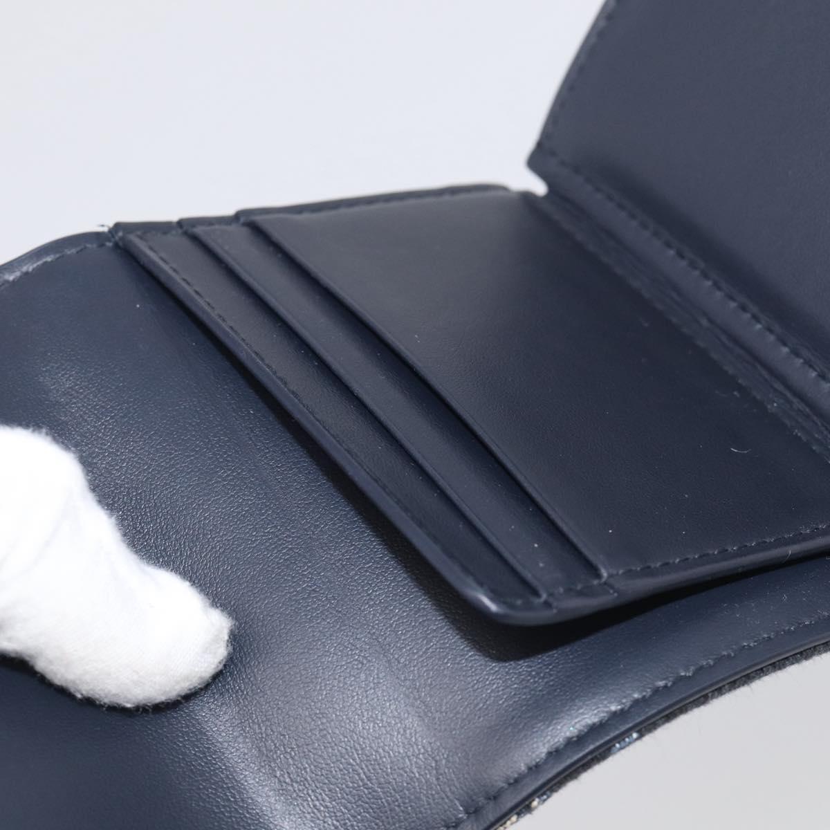Christian Dior Trotter Canvas Saddle Compact Wallet Navy Gold Auth 213889V