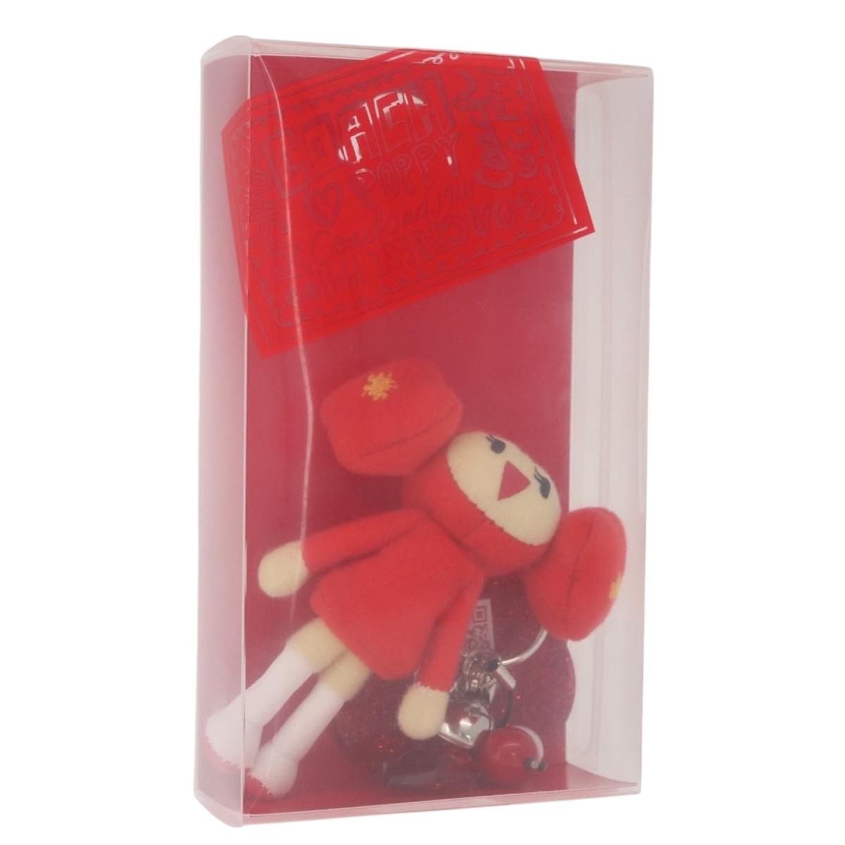 Coach Poppy-chan Key Holder Cotton Unopened Red Gold Auth 213903V