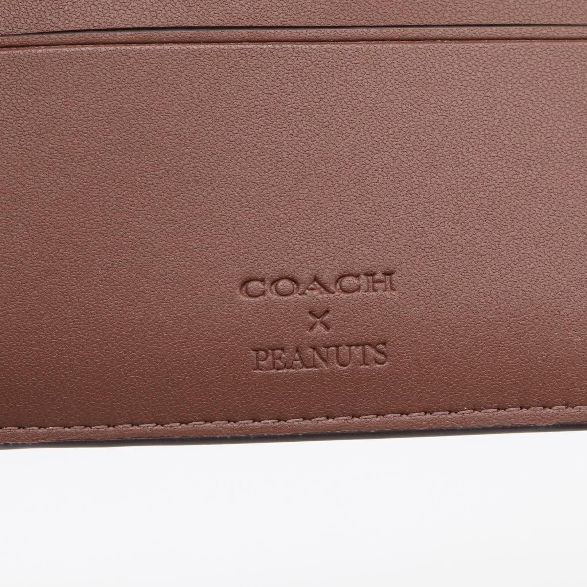 Coach Compact Wallet PEANUTS Collaboration Leather Beige Auth 213905V
