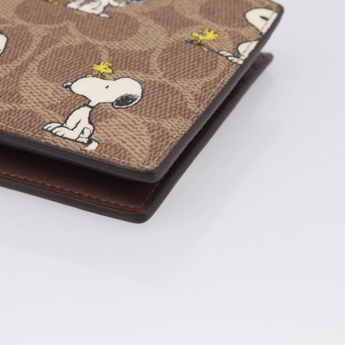 Coach Compact Wallet PEANUTS Collaboration Leather Beige Auth 213905V
