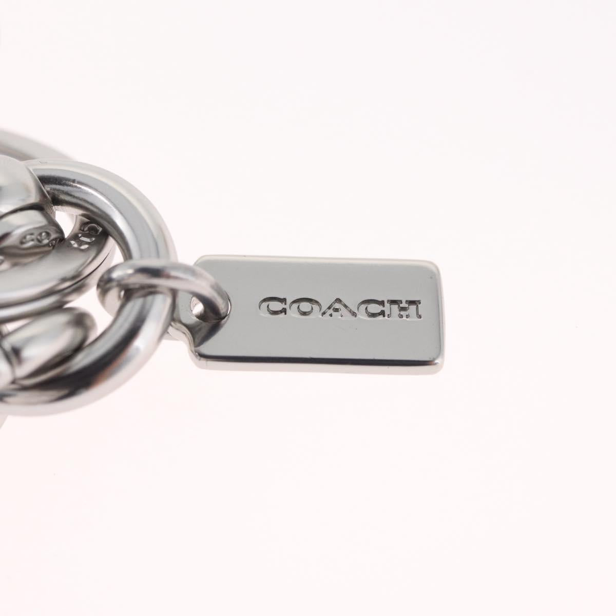 Coach Key Holder Leather PEANUTS Collaboration Blue Silver Auth 213907V